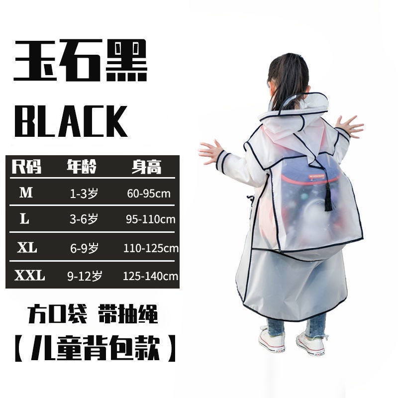 Children'S Raincoat Boys And Girls Baby Primary School Students With Schoolbag Poncho Non-Disposable Thickened Transparent Raincoat Full Body - Image 1